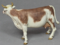 32; Cow , brown white     BUILD AND PAINTED FIGURE